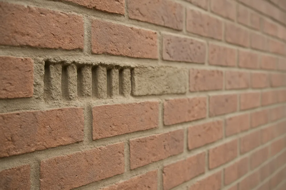 A short run of cleanly raked, square-backed joints beside an untouched section — raking out old mortar, Ballarat. Illustrative example.
